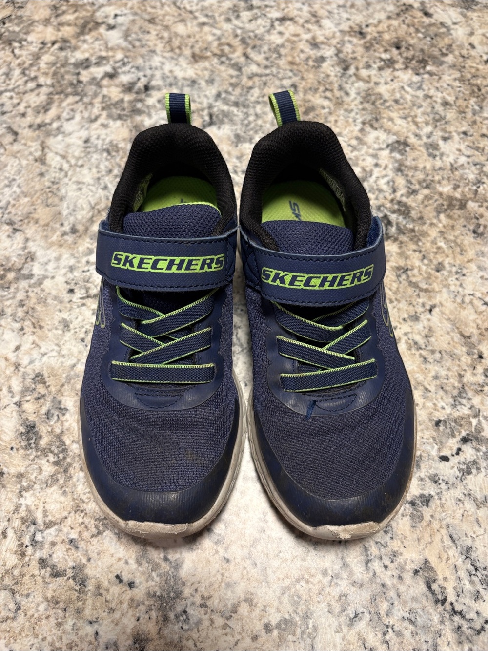 Skechers Navy and Lime Kids Athletic Sneakers